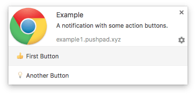 Web notification with action buttons