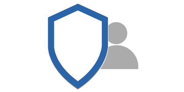 Privacy protection (a user with a shield)