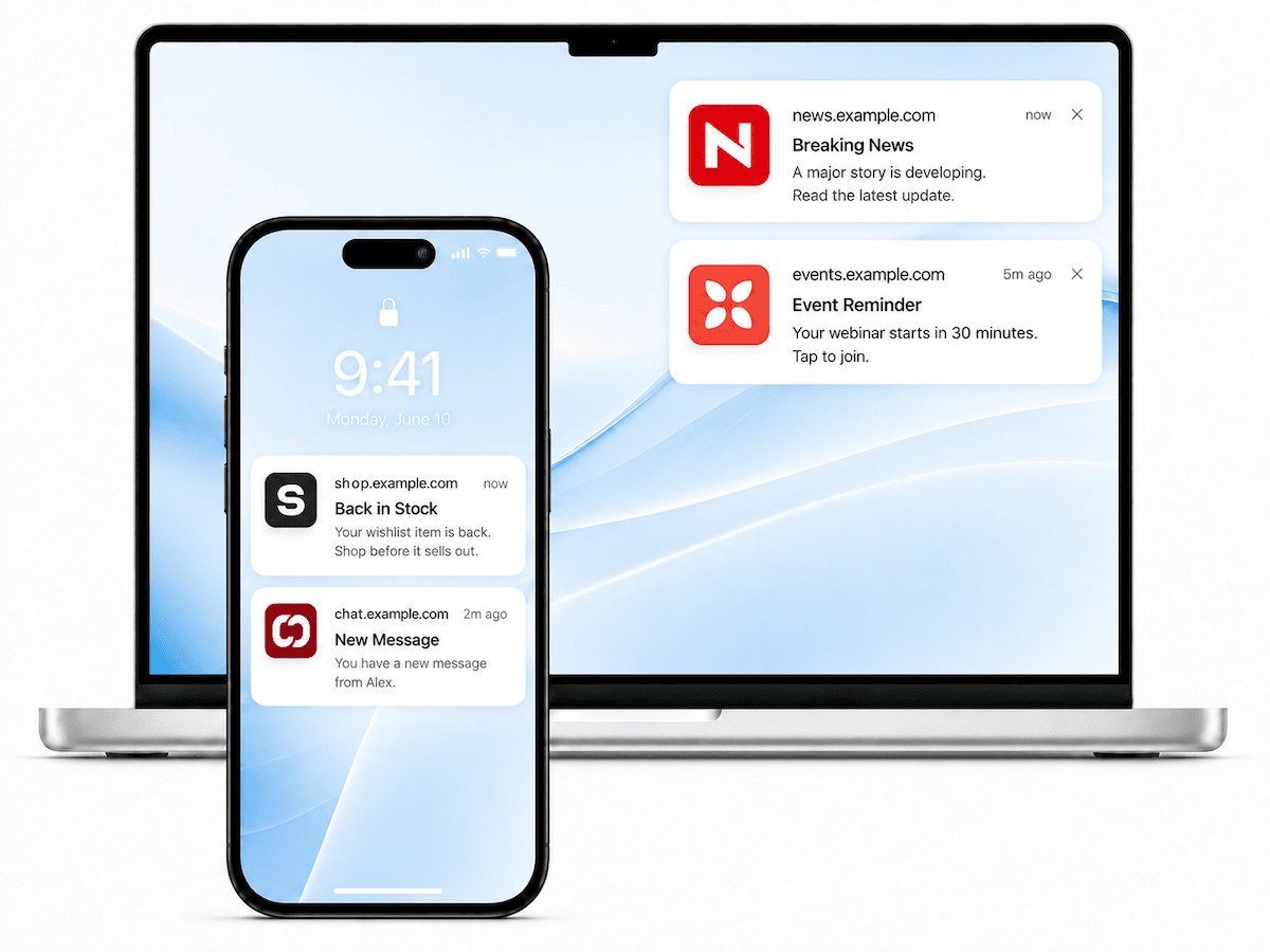 Web push notifications on desktop and mobile