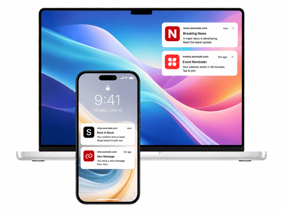 Web push notifications on desktop and mobile